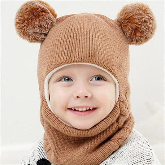 Ensemble bonnet et écharpe enfant avec pompons - SnuggleGuard