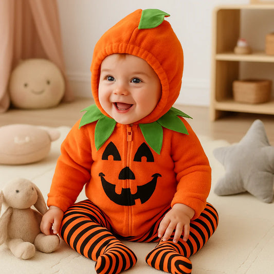 Grenouillère bébé Halloween citrouille avec capuche – P’titeCitrouillette