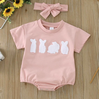 Grenouillère rose  Bébé fille avec Motif Animaux et Bandeau - Animou