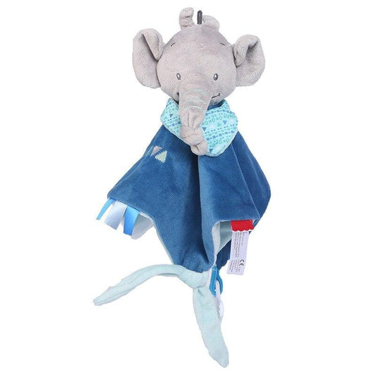 Hochet sensoriel en forme d'éléphant, de lapin et de chiot - SnuggleTowel