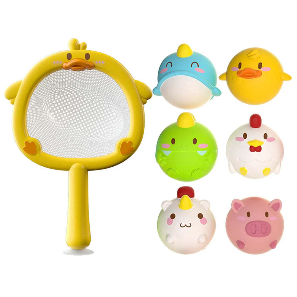 Jeu de Bain Lumineux AquaCatch – Set de Filet et Figurines Animalières