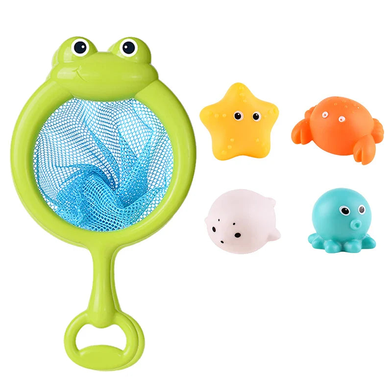 Jeu de Bain Lumineux AquaCatch – Set de Filet et Figurines Animalières