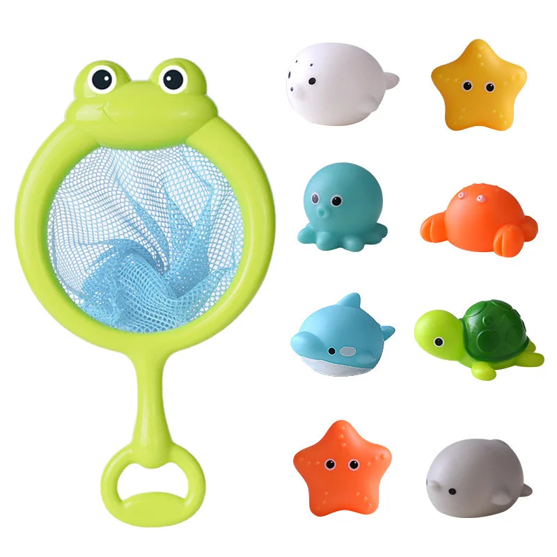 Jeu de Bain Lumineux AquaCatch – Set de Filet et Figurines Animalières
