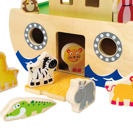 Jouet éducatif en bois Arche de Noé avec figurines – ArkaWood
