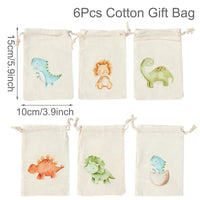 Lot de 6 Sachets en Toile de Coton avec Impressions Animalières - Sacchouffins