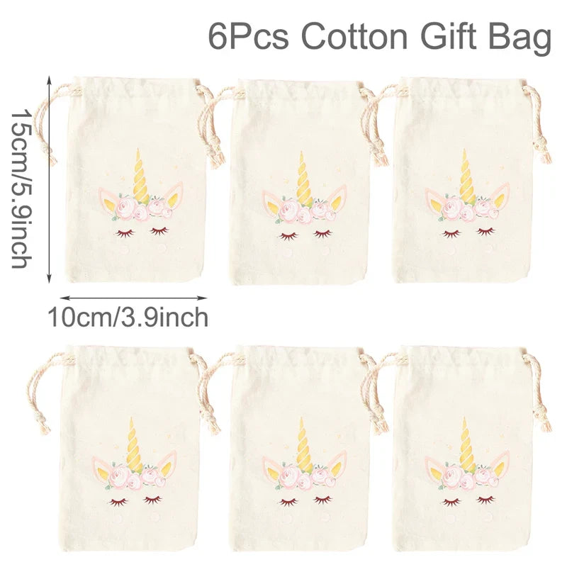 Lot de 6 Sachets en Toile de Coton avec Impressions Animalières - Sacchouffins