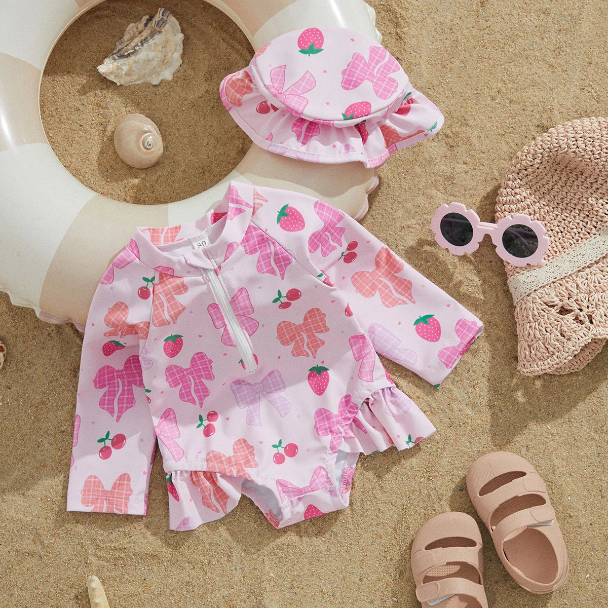 Maillot de Bain Anti-Éruption Cutanée pour Filles avec Chapeau - VibeBébé