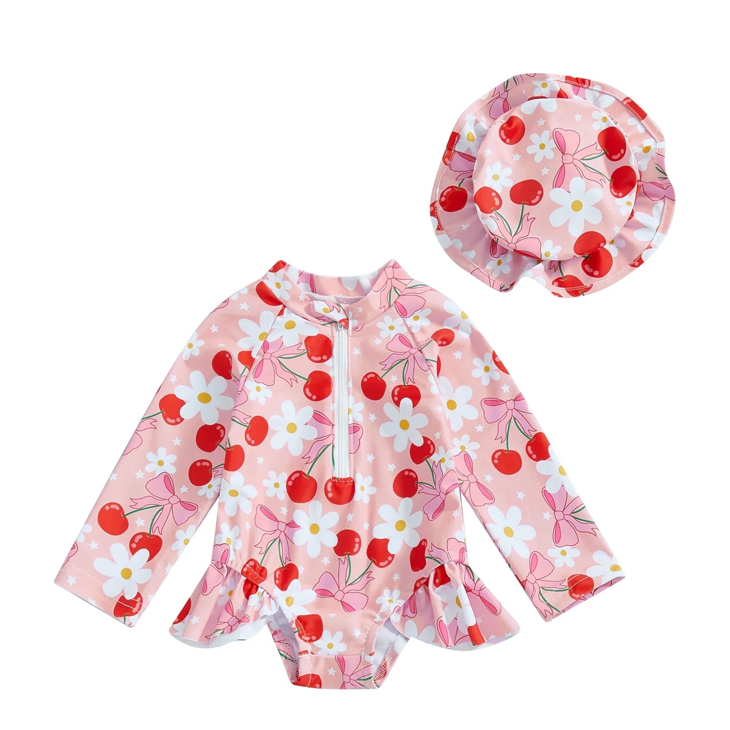 Maillot de Bain Anti-Éruption Cutanée pour Filles avec Chapeau - VibeBébé