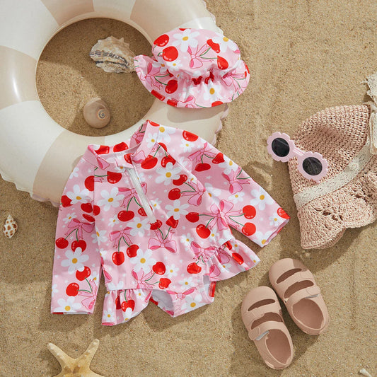 Maillot de Bain Anti-Éruption Cutanée pour Filles avec Chapeau - VibeBébé