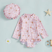 Maillot de Bain Bébé Fille Floral Volants avec Bonnet de Bain - FloralBaby