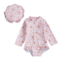 Maillot de Bain Bébé Fille Floral Volants avec Bonnet de Bain - FloralBaby