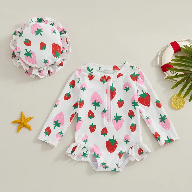 Maillot de Bain Imprimé Princesse Harvey  pour Bébé Fille avec Chapeau - PrincessBerrySwim