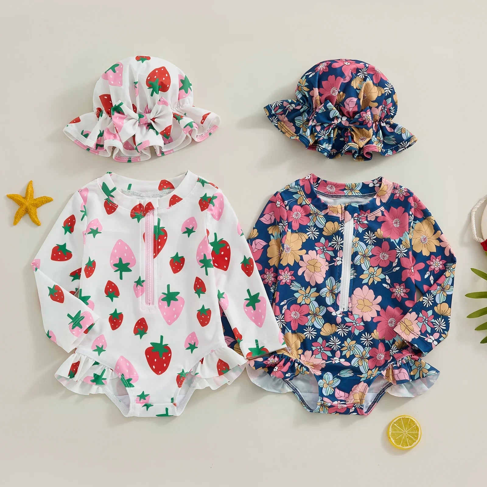 Maillot de Bain Imprimé Princesse Harvey  pour Bébé Fille avec Chapeau - PrincessBerrySwim