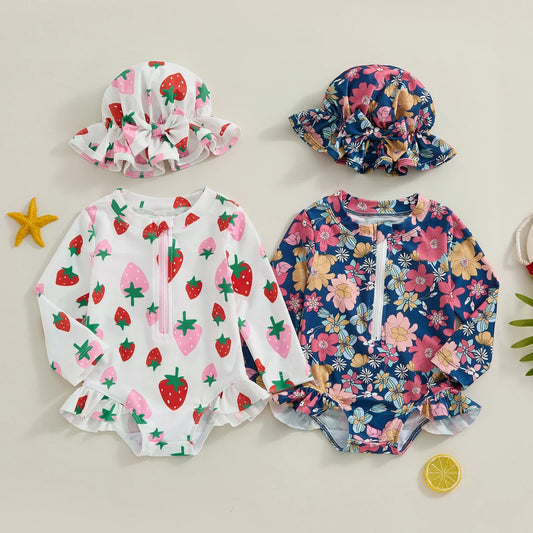 Maillot de Bain Imprimé Princesse Harvey  pour Bébé Fille avec Chapeau - PrincessBerrySwim