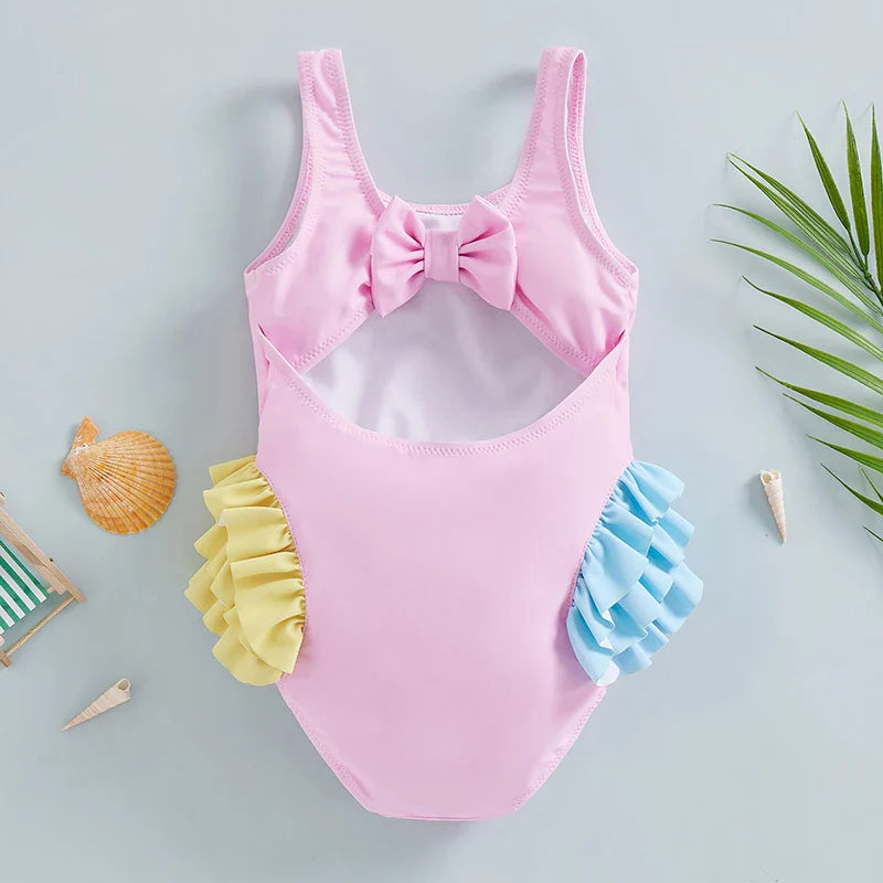 Maillot de bain fille imprimé hippocampe sans manches - hippocampeBébé