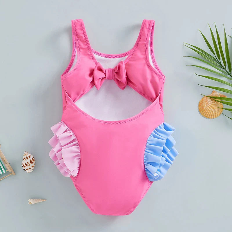 Maillot de bain fille imprimé hippocampe sans manches - hippocampeBébé