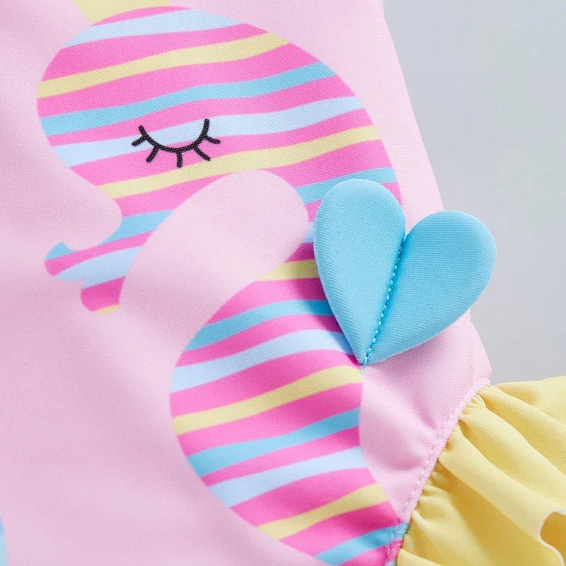 Maillot de bain fille imprimé hippocampe sans manches - hippocampeBébé