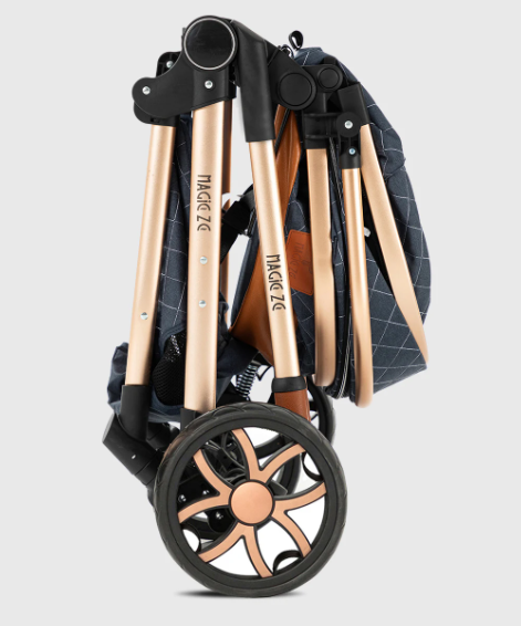 Poussette Bébé 3 en 1 Réversible avec Nacelle et Siège Auto – Châssis Aluminium Haut Paysage