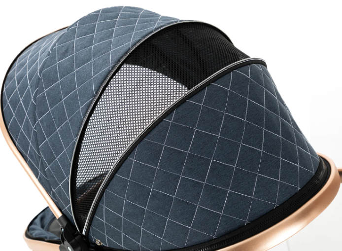 Poussette Bébé 3 en 1 Réversible avec Nacelle et Siège Auto – Châssis Aluminium Haut Paysage