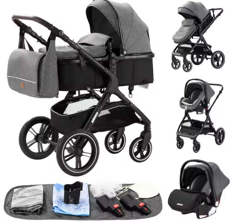 Poussette Bébé 3 en 1 avec Siège Auto et Nacelle – Offre Premium – Landauluxe