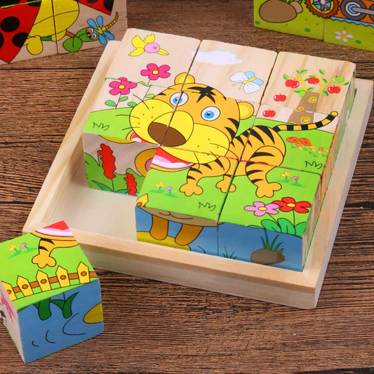 Puzzle Cubes en Bois 6 en 1 pour Bébé et Enfants - Cubimix