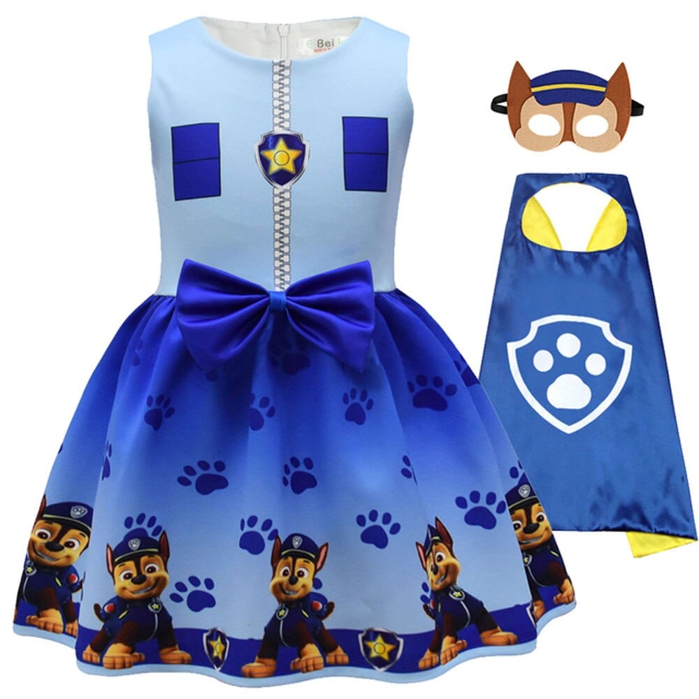 Robe Pat' Patrouille pour fille avec cape et masque - Cosplay