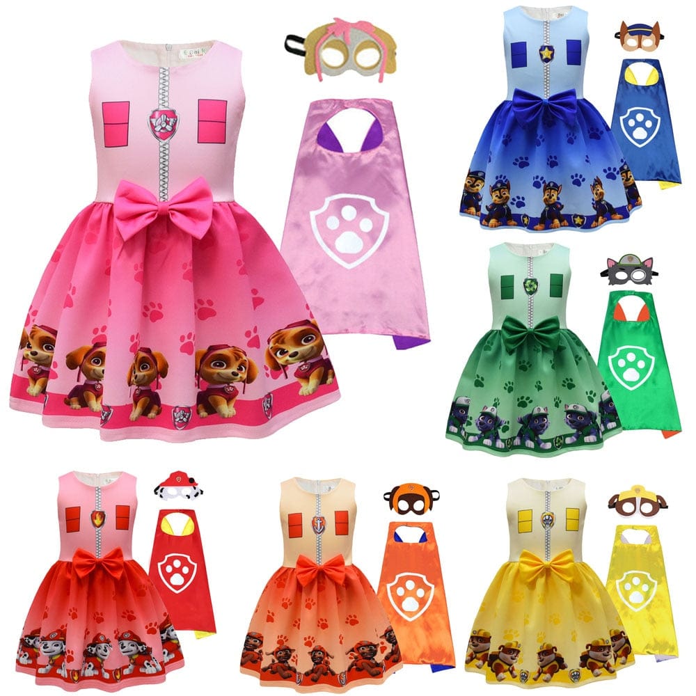 Robe Pat' Patrouille pour fille avec cape et masque - Cosplay