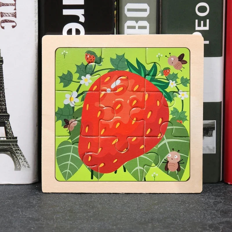 Puzzle en Bois 9 Pièces pour bébés, Multivariant - BoisCasse