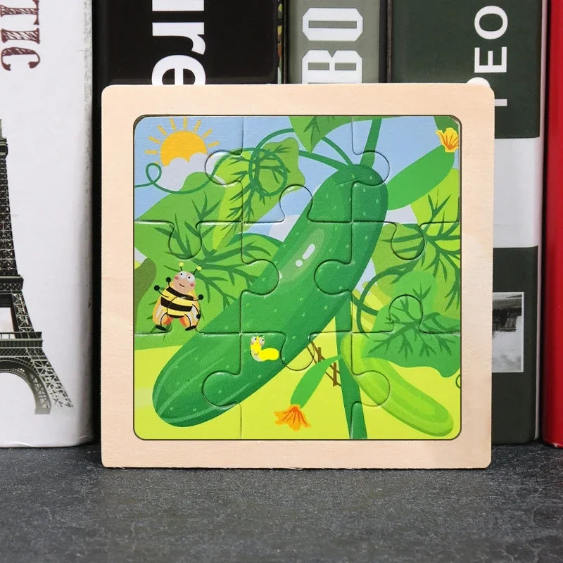 Puzzle en Bois 9 Pièces pour bébés, Multivariant - BoisCasse