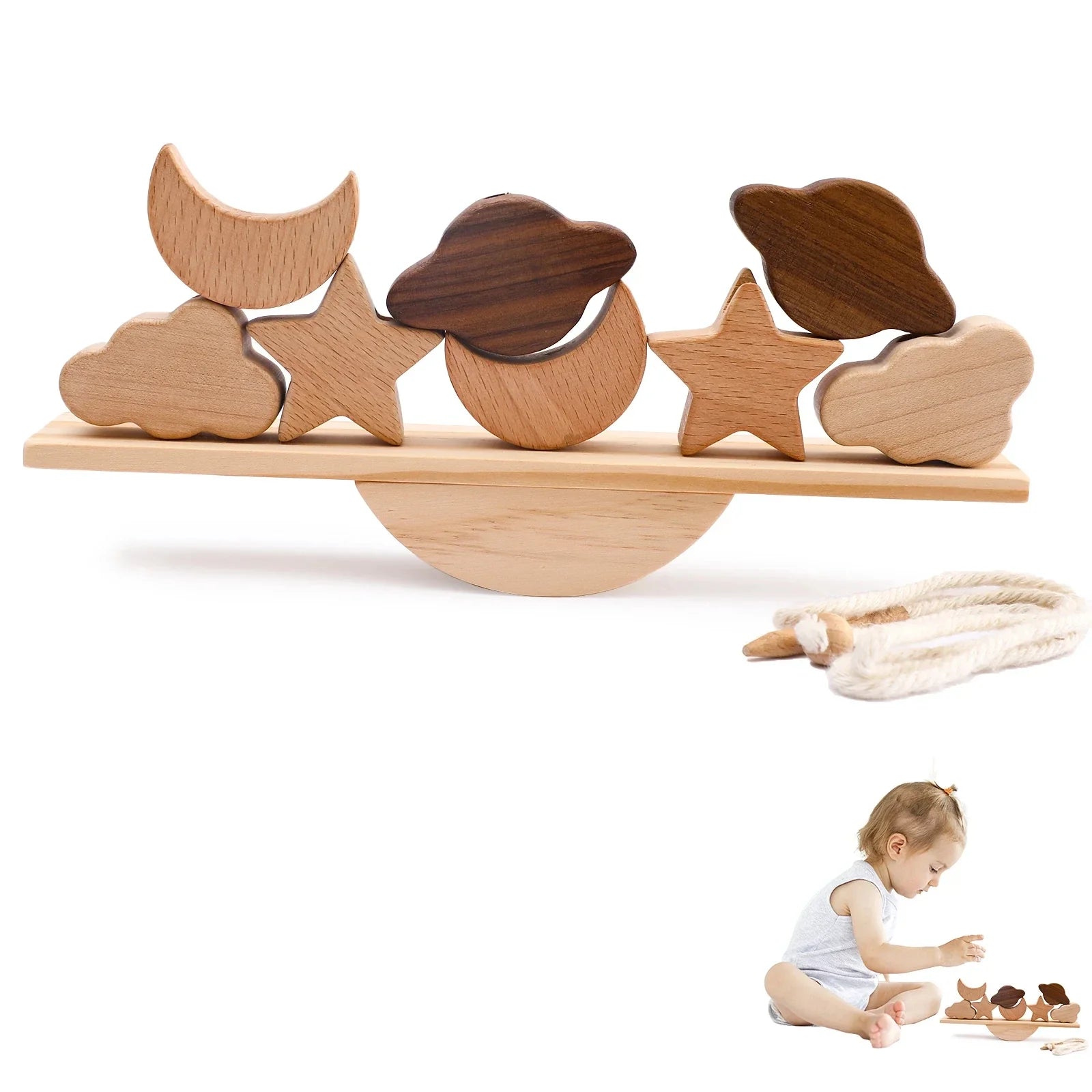 Jeu Montessori Équilibre et Couture en Bois - Equilivieux