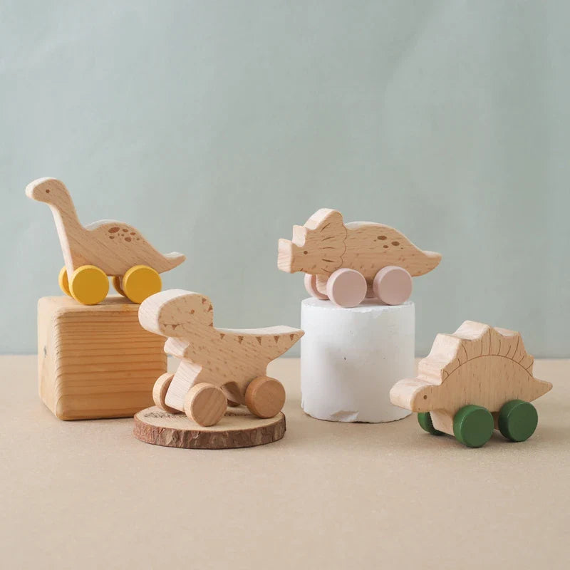 Voiture Dinosaures en Bois Montessori pour bébé- DinoRoues
