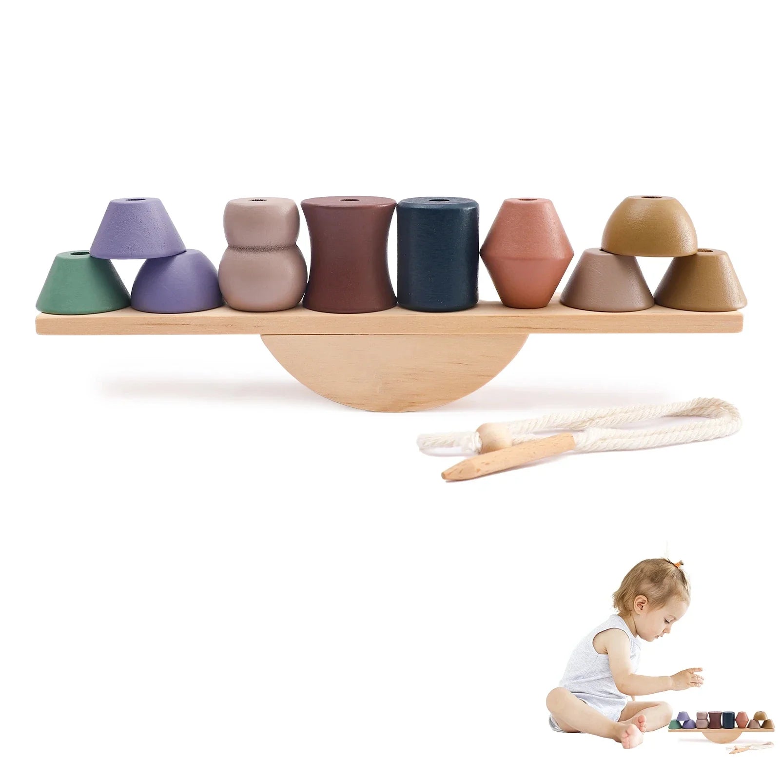 Jeu Montessori Équilibre et Couture en Bois - Equilivieux