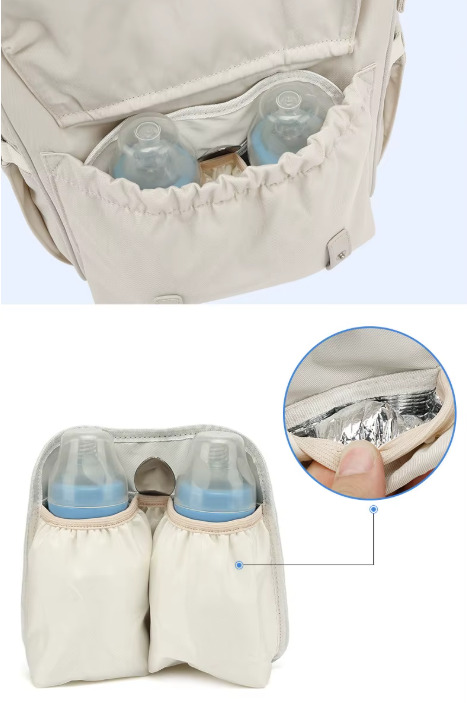 Sac à langer bleu à motifs jaunes, noir et  rose - BabyCarry