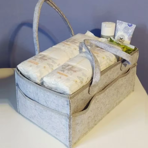 Organisateur de couches et objets avec poches – Panier de rangement en coton pour bébés et animaux - RangéCoton