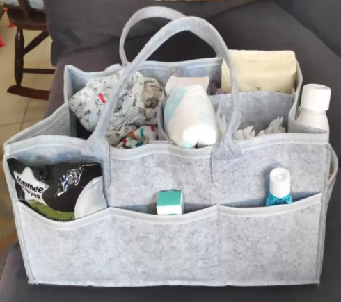 Organisateur de couches et objets avec poches – Panier de rangement en coton pour bébés et animaux - RangéCoton