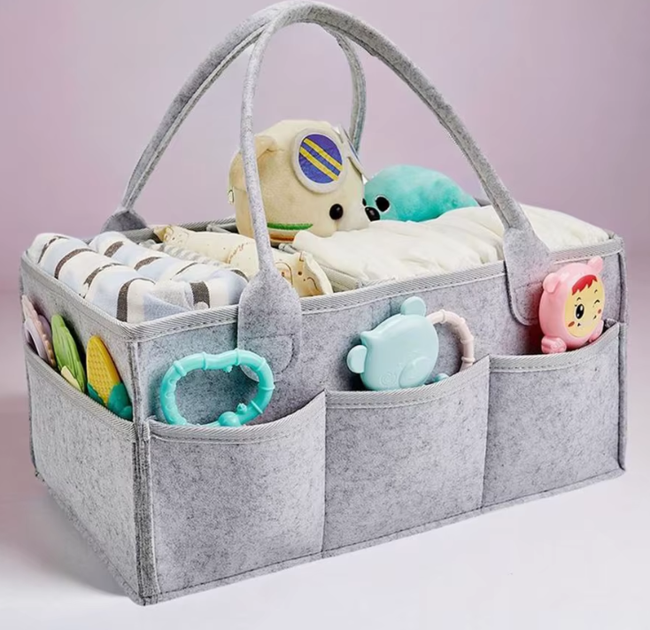 Organisateur de couches et objets avec poches – Panier de rangement en coton pour bébés et animaux - RangéCoton