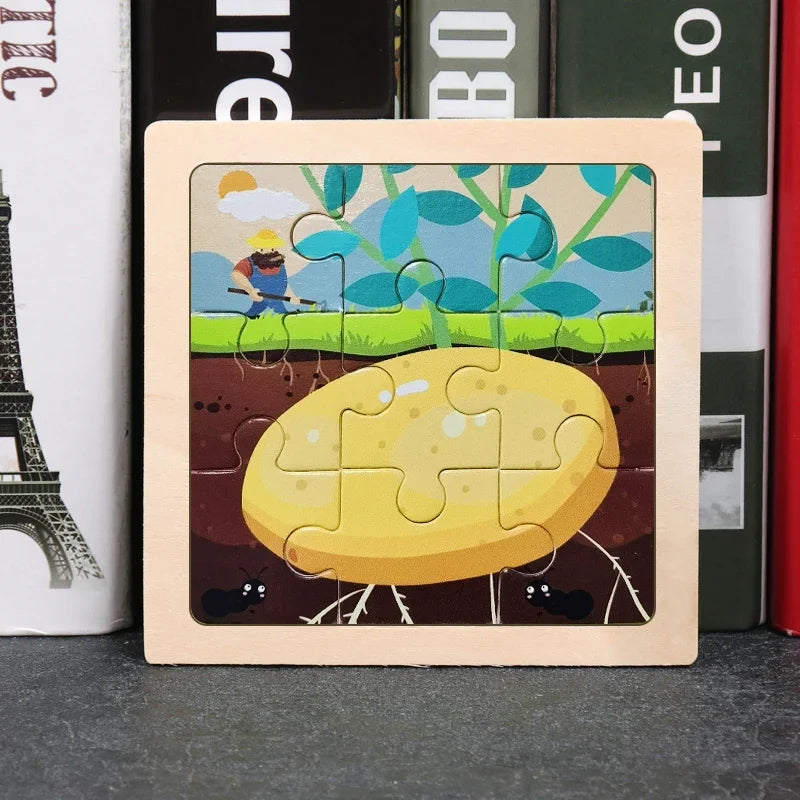 Puzzle en Bois 9 Pièces pour bébés, Multivariant - BoisCasse