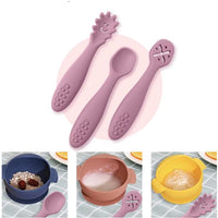 Set de 3 Couverts en Silicone pour bébé, Plusieurs Couleurs - Couviset