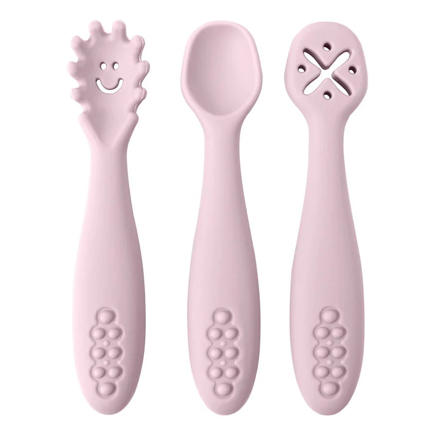 Set de 3 Couverts en Silicone pour bébé, Plusieurs Couleurs - Couviset