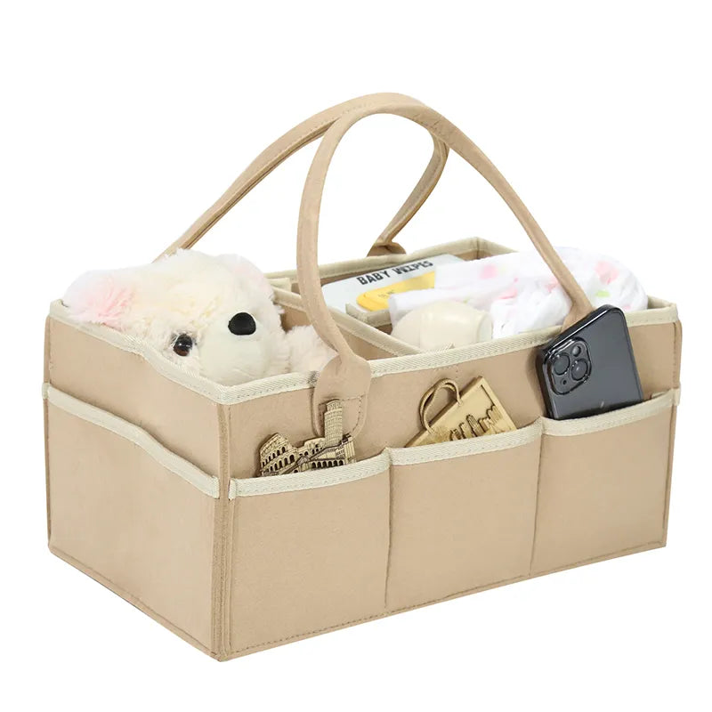Organisateur de couches et objets avec poches – Panier de rangement en coton pour bébés et animaux - RangéCoton