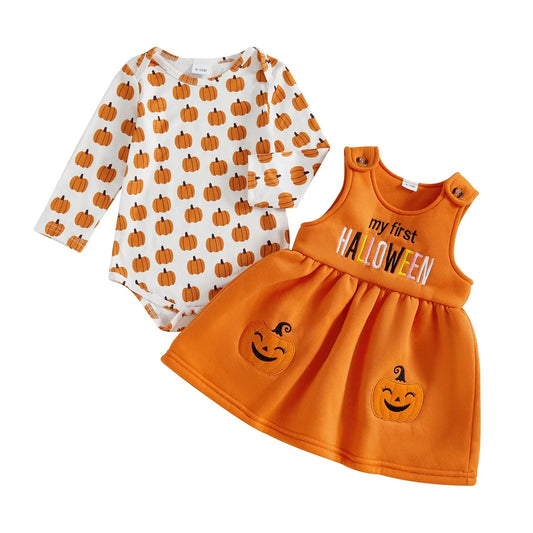 Tenue Halloween bébé fille citrouille 2 pièces – Pomelina