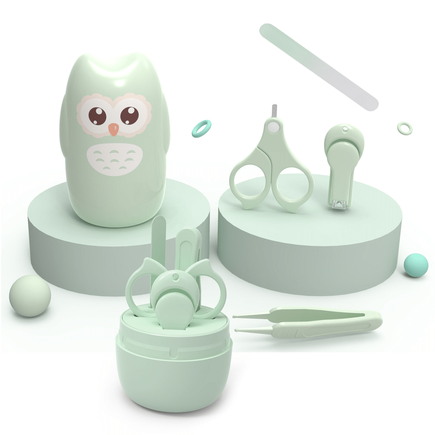 Trousse de Soins Bébé Hibou - Coupe-Ongles, Ciseaux, Lime et Pincette sans BPA - HootCare