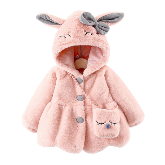Veste bébé fille en fausse fourrure polaire lapin - FausLapin