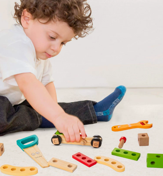 Boîte à Outils en Bois pour Enfants – Jeu Montessori Éducatif et Manuel (3 à 5 ans) - Montebois