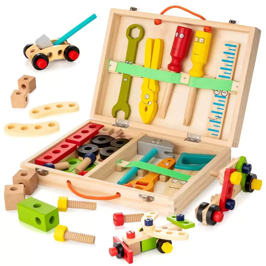Boîte à Outils en Bois pour Enfants – Jeu Montessori Éducatif et Manuel (3 à 5 ans) - Montebois