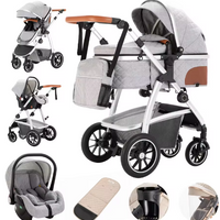 Poussette Bébé 3 en 1 Multifonction avec Nacelle et Siège Auto – Châssis Aluminium Réglable