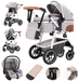 Poussette Bébé 3 en 1 Multifonction avec Nacelle et Siège Auto – Châssis Aluminium Réglable