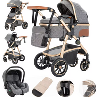 Poussette Bébé 3 en 1 Multifonction avec Nacelle et Siège Auto – Châssis Aluminium Réglable