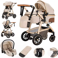 Poussette Bébé 3 en 1 Multifonction avec Nacelle et Siège Auto – Châssis Aluminium Réglable