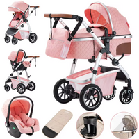 Poussette Bébé 3 en 1 Multifonction avec Nacelle et Siège Auto – Châssis Aluminium Réglable